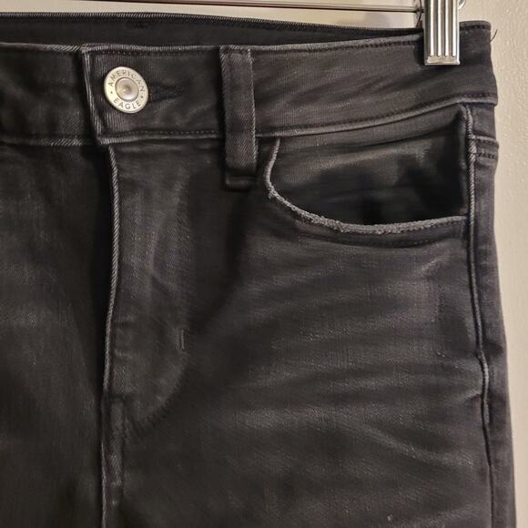 AMERICAN EAGLE Next Level Stretch Skinny Jeans 2 Ripped Black Sydney Sweeney - Picture 9 of 14